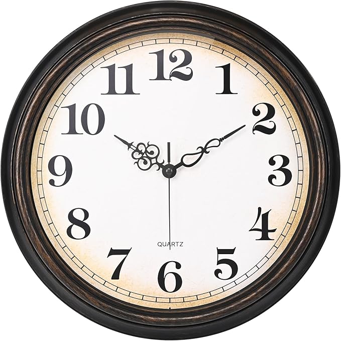 Large Wall Clock 16 Inch Silent Non-Ticking Vintage Wall Clocks Battery Operated for Living Room Office School (Bronze)