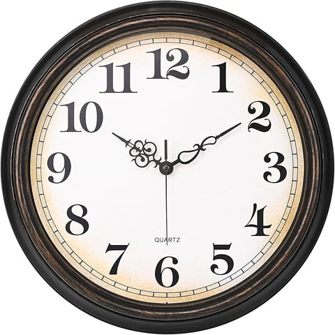 Large Wall Clock 16 Inch Silent Non-Ticking Vintage Wall Clocks Battery Operated for Living Room Office School (Bronze)