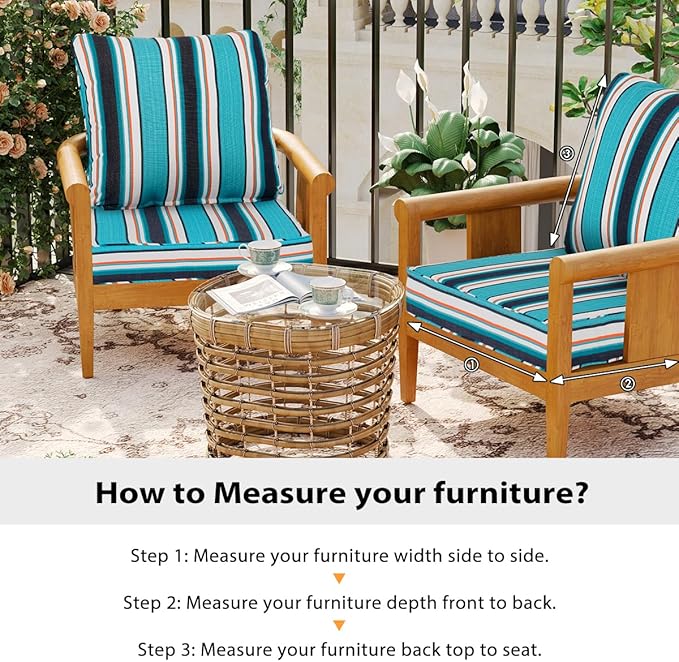 Sundale Outdoor Sunbrella Deep Seat Cushions, Patio Acrylic Sectional Sofa Couches Cushion and Pillow, Water-Resistant Furniture Replacement Cushions, 23 x 26 x 4 inches - Token Surfside