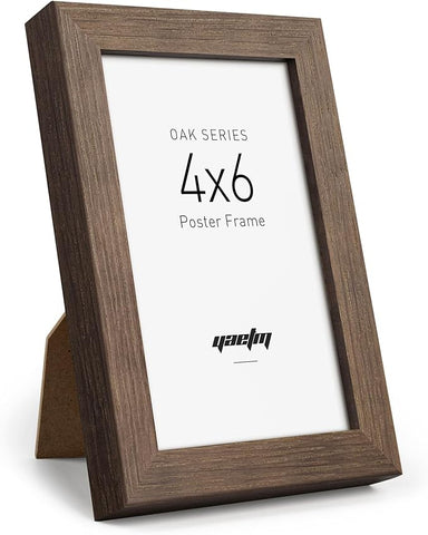 Yaetm 4x6 Picture Frame with Tempered Glass - Brown Walnut, Rustic Solid Wood Frame 4 x 6 for Photo & Art Print, Display on Tabletop or Wall Horizontally and Vertically (Single, Walnut)