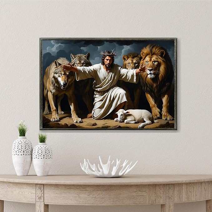 Christian Wall Art Print, Religious Scripture Biblical Decor, Faith-Based Inspirational Landscape with Cross, Digital Printed Canvas Poster for Church, Home Chapel, Prayer Room Decor