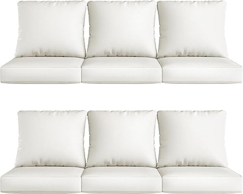 UIXE Outdoor Deep Seat Cushion Set with Slipcovers, Patio Furniture Cushions & Back Pillow, Sectional Sofa Bistro Chair Cushion - Beige, Set of 6