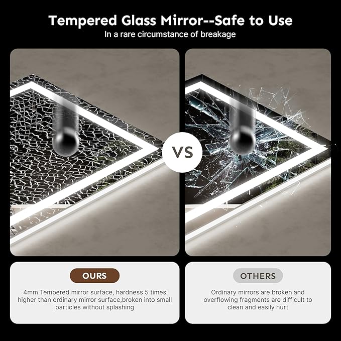 24x32 LED Bathroom Mirror with Lights – Anti-Fog, Dimmable, Backlit & Front Lit Lighted Vanity Mirror for Wall – Smart Bathroom Mirror with Memory Function, Shatterproof Tempered Glass