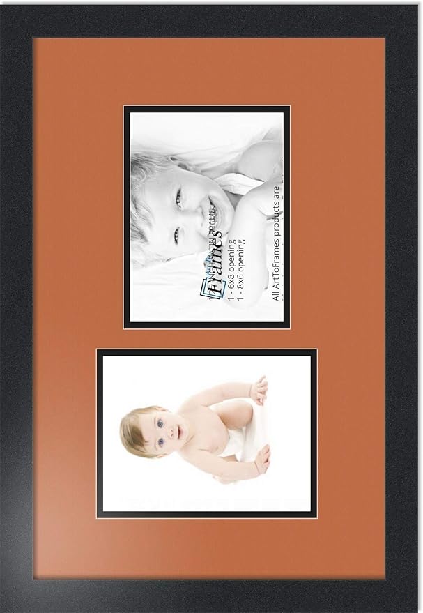ArtToFrames Collage Photo Frame Double Mat with 2 - 6x8 Openings and Satin Black Frame