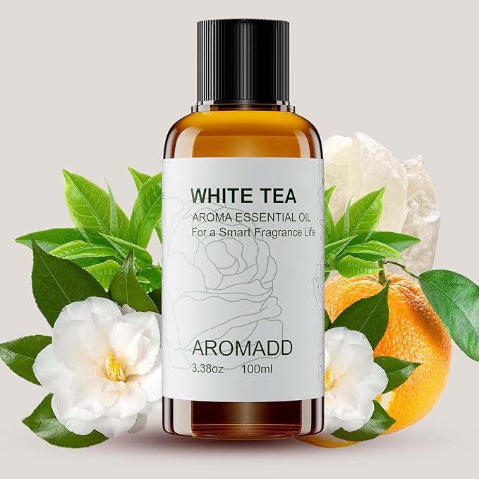 Aromadd Hotel Scents Diffuser Oil White Tea, Luxury Essential Oils for Waterless Diffuser, Aromatherapy Hotel Diffuser Oil for Home & Office, Long-Lasting Air Freshener - 3.38 fl oz (100 mL)