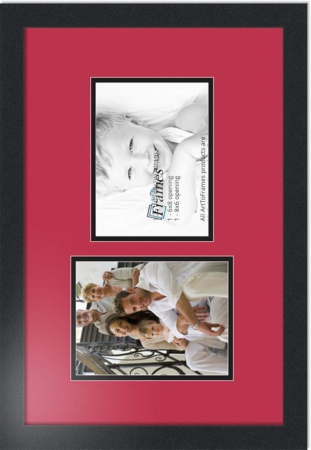 Art to Frames Double-Multimat-775-762/89-FRBW26079 Collage Photo Frame Double Mat with 2 - 6x8 Openings and Satin Black Frame