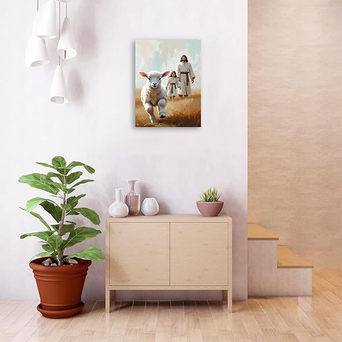 Christian Wall Art Print, Religious Scripture Biblical Decor, Faith-Based Inspirational Landscape with Cross, Digital Printed Canvas Poster for Church, Home Chapel, Prayer Room Decor