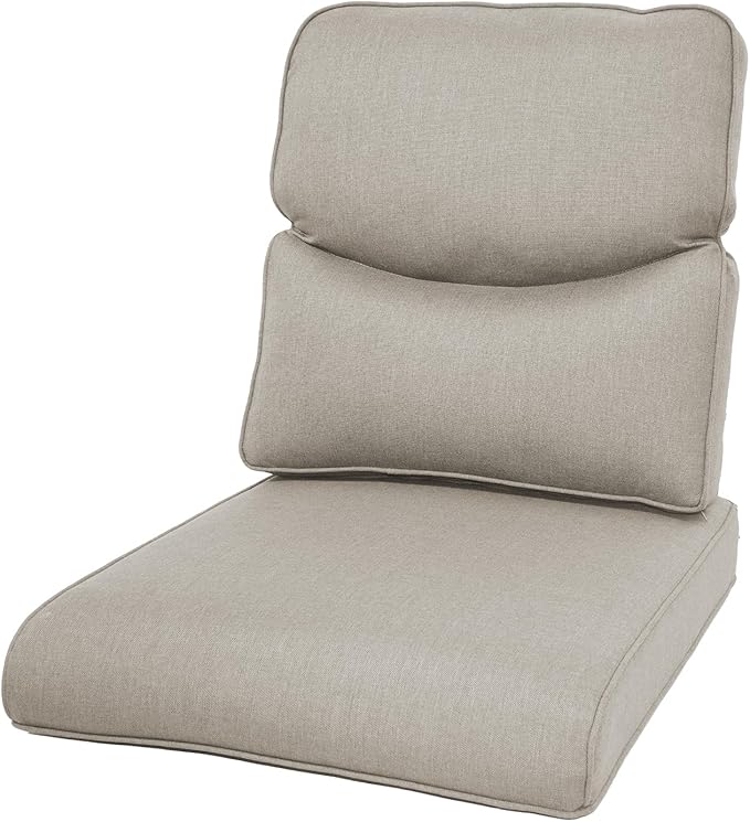 Patio Cushions for Outdoor Furniture - 22×24 Inches High Back and Deep Seating Outdoor Cushion for Patio Chairs Sofa Couch Loveseat Water Resistant(Beige/1 Set/Smile)