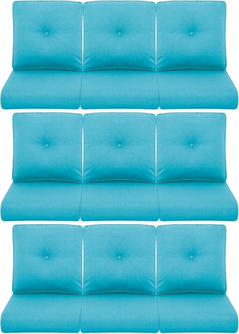 9-Piece Outdoor Patio Cushion Set - Fade & Water Resistant with Removable Olefin Cover, 22x24x4 Inch Memory Foam Cushions for Wicker Sectional Sofa – Teal/Buckle