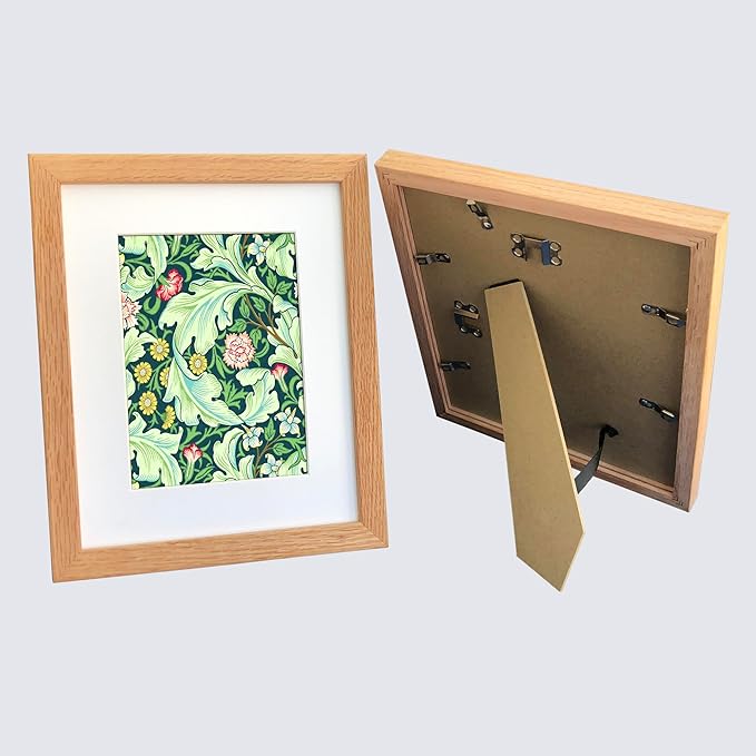11x14 Picture Frame Set of 4 OAK Solid Wood with Real Glass for Pictures 8x10 with Mat or 11x14 Without Mat, Wall Mount or Tabletop Gallery Photo Frames(4 Pack, Oak)