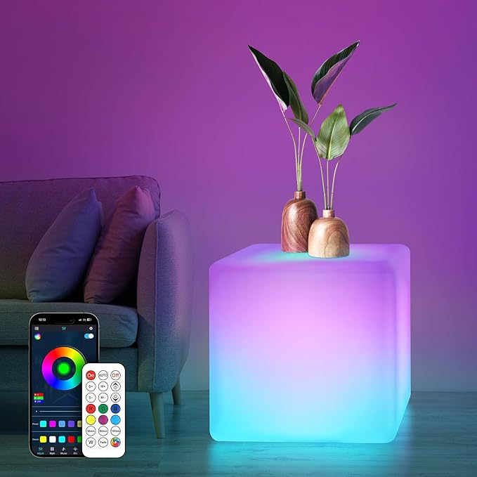 LOFTEK 12-inch Smart Cube Lights: RGBW+IC 16 Million Colors Changing LED Furniture Night Light with APP, Music Sync & Timer Floor Lamp for Living Room Bedroom Game Atmosphere (Corded Electric)