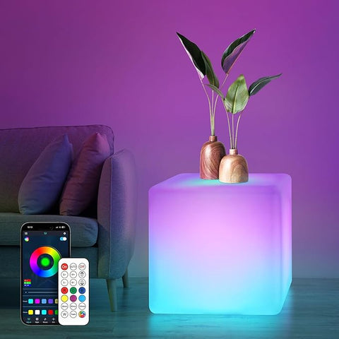 LOFTEK 12-inch Smart Cube Lights: RGBW+IC 16 Million Colors Changing LED Furniture Night Light with APP, Music Sync & Timer Floor Lamp for Living Room Bedroom Game Atmosphere (Corded Electric)