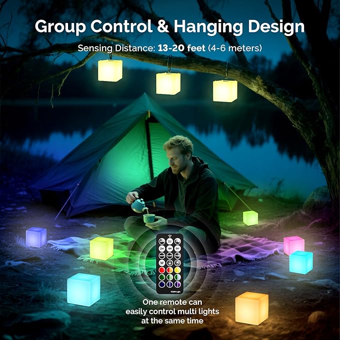 LOFTEK 4-inch LED Cube Lights: RGB 16 Colors Tesseract Cube, Cosmic Cube LED Mood Lamp with Remote Control, IP65 Waterproof Rechargeable Bedside Lamp Night Lights for Kids Nursery Toys Gift