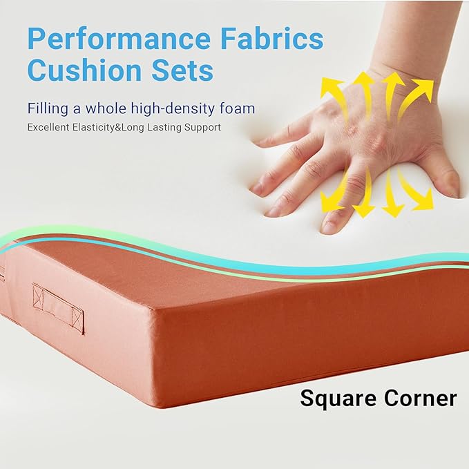Outdoor Cushions for Patio Furniture,Outdoor Seat Cushion Set 24 x 24 x 5.75 Inch,Waterproof & Fade Resistant Outdoor Chair Cushions,Deep Patio Chair Cushion with Removable Cover,Spice