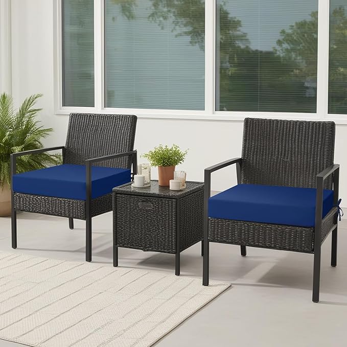 idee-home Outdoor Cushions for Patio Furniture, Outdoor Seat Cushions 19x19 Waterproof & Fade Resistant Couch Sofa Replacement Deep Couch Chair Cushion for Yard Garden Deck, Dark Cerulean