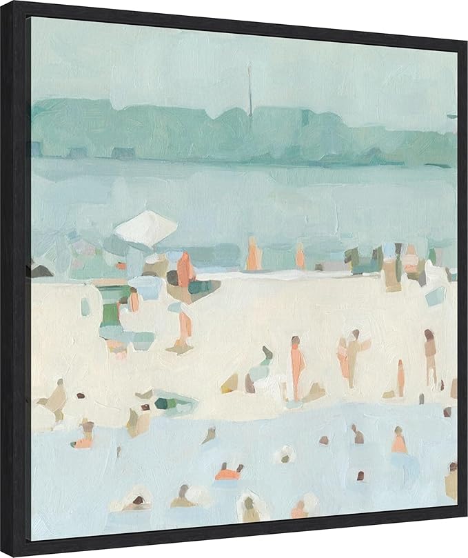 Amanti Art Framed Canvas Wall Art 22x22 Sea Glass Sandbar I by Emma Scarvey, Framed Wall Art Canvas, Abstract Artwork, Modern Decor, Medium Poster Painting for Living Room, Bedroom, Bathroom, Kitchen