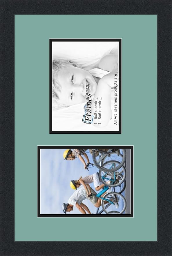 ArtToFrames Collage Photo Frame Double Mat with 2 - 6x8 Openings and Satin Black Frame