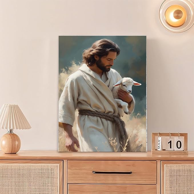 Christian Wall Art Print, Religious Scripture Biblical Decor, Faith-Based Inspirational Landscape with Cross, Digital Printed Canvas Poster for Church, Home Chapel, Prayer Room Decor