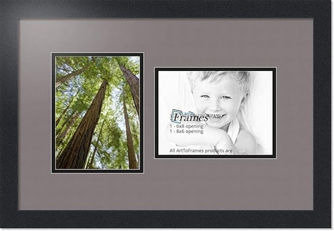 ArtToFrames Collage Photo Frame Double Mat with 2 - 6x8 Openings and Satin Black Frame