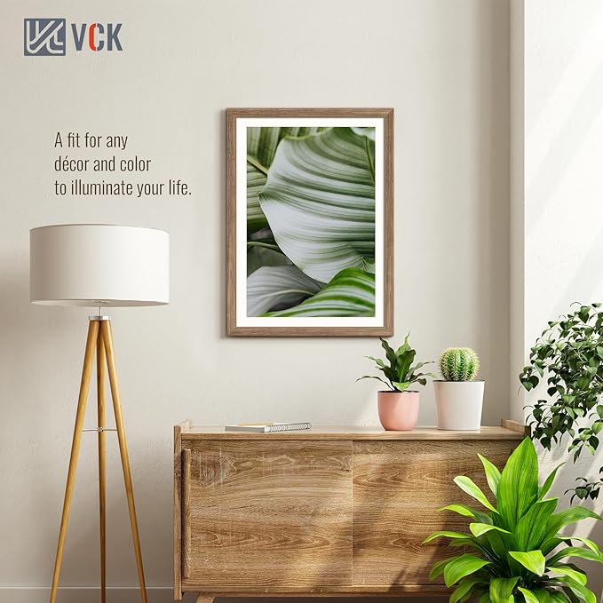 VCK 20x28 Picture Frame 5 Pack - Brown Walnut, Natural Textured Solid Wood Picture Poster Frame, Wall Gallery Frame