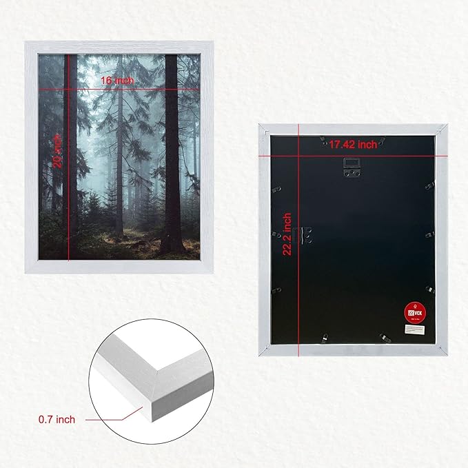 VCK 16x20 Poster Frame in White with Polished Plexiglass Set of 5 Horizontal and Vertical Formats with Included Hanging Hardware