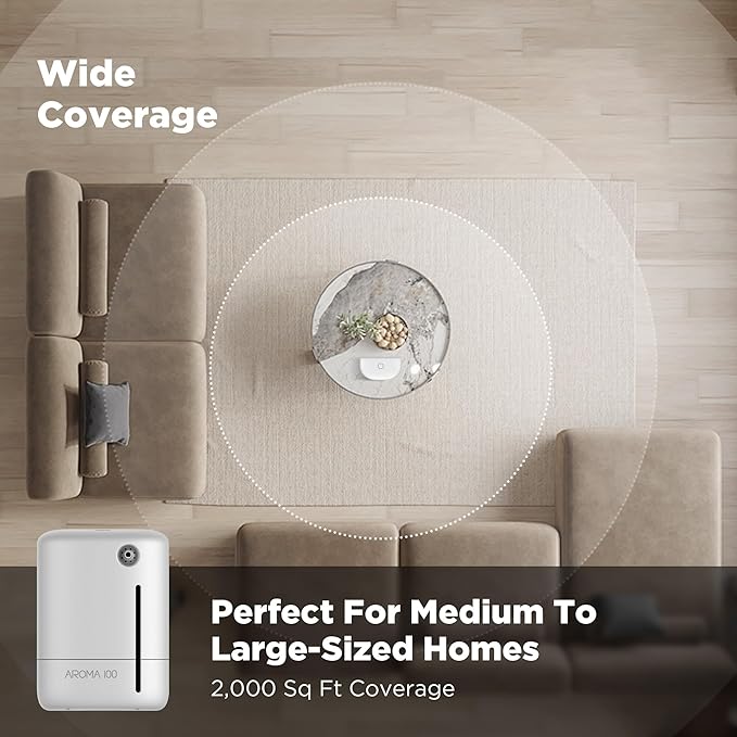 Waterless Diffuser for Essential Oil 2000sq.ft Coverage Nebulizer Nano Smart Air Freshener Diffusers Scent Aromatherapy Diffuser for Home Room Office - Without Oil