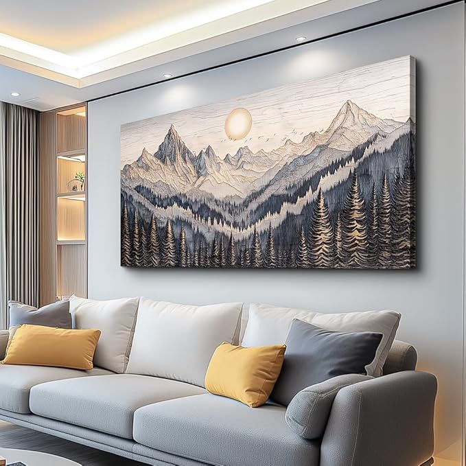 MHARTK66 Wall Art For Living Room Abstract Mountain Landscape Wall Painting Bedroom Wall Decor Office Modern Pictures Wall Decor Sunrise Forest Large Canvas Prints Hanging Modern Home Decorations