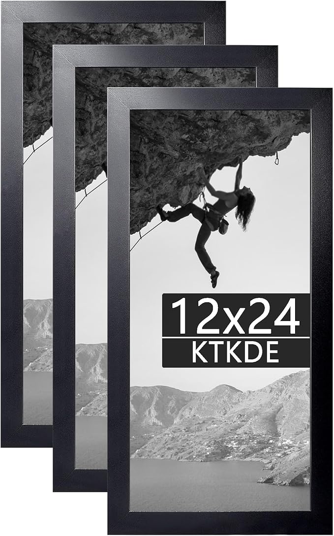 KTKDE 12x24 Poster Frame black 3 Pack,picture frame pack wooden Picture Frame,Minimalist Style Decorating Wall Hanging