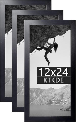 KTKDE 12x24 Poster Frame black 3 Pack,picture frame pack wooden Picture Frame,Minimalist Style Decorating Wall Hanging