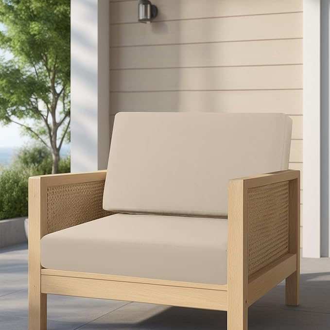 idee-home Outdoor Cushions for Patio Furniture, Outdoor Seat Cushion, Waterproof Couch Hampton Bay Deep Seat Replacement Chair Cushions for Garden Lawn Backyard Deck, 28.5 x 28.5 Beige