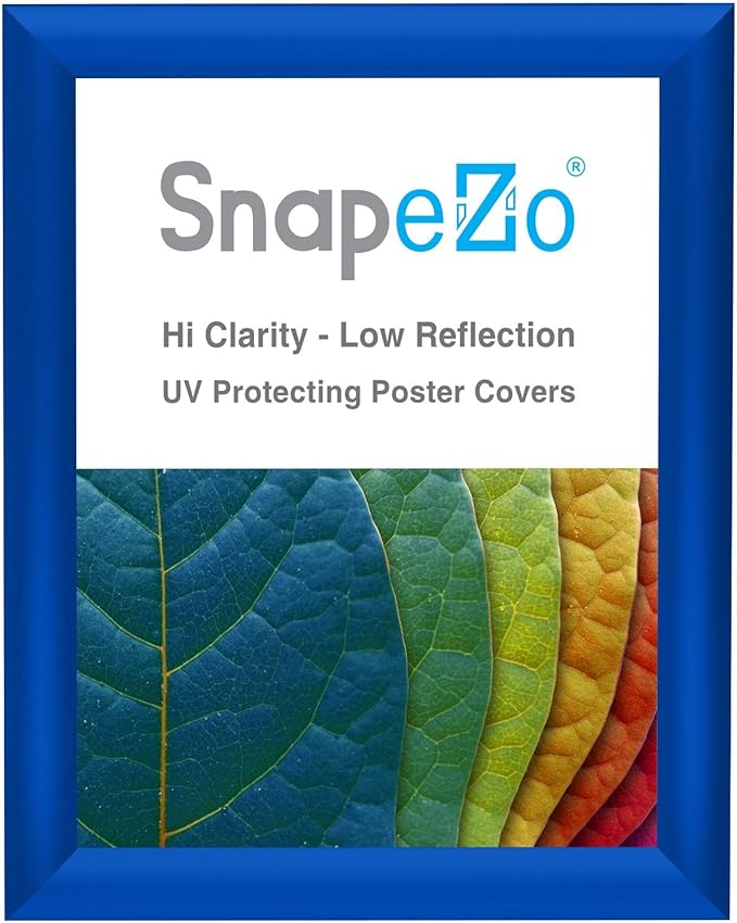 SnapeZo Photo Frame 8x10 Inches, Blue 1 Inch Aluminum Profile, Front-Loading Snap Frame, Wall Mounting, Sleek Series