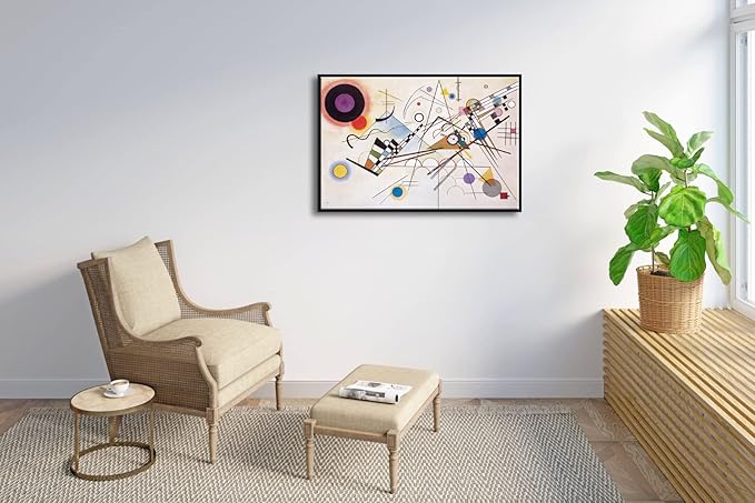 Wieco Art Large Framed Canvas Wall Art Wassily Kandinsky Composition VIII Picture Print of Famous Paintings Abstract Canvas Prints for Living Room Home Decor Wall Decorations