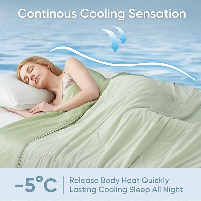 Snuggle Sac Cooling Comforter King Size, Breathable Cooling Blankets for Hot Sleepers and Night Sweats, Soft Lightweight King Size Blankets, 106x90 Inches, Sage Green