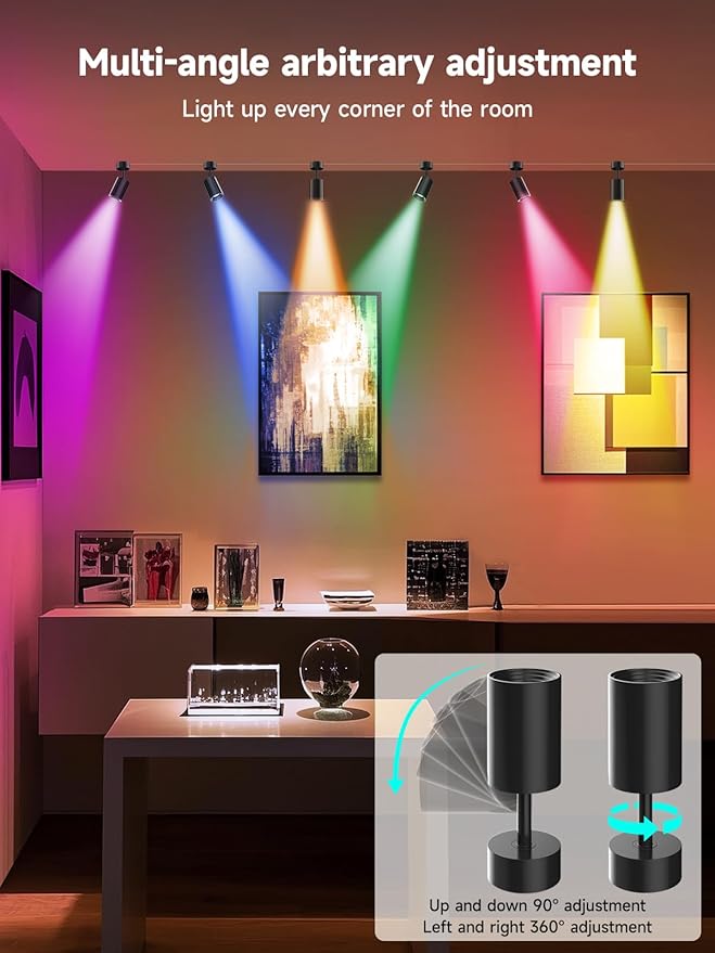RGB Color Changing Spotlights - 16 Million Colors, App & Remote Control, Dimmable LED Downlights for Home Mood Lighting