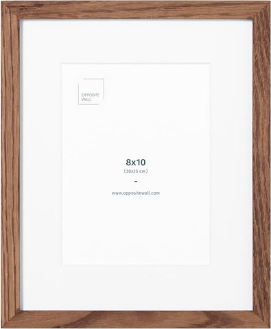 Opposite Wal - 8x10 in - Dark Solid Oak Wood Picture Frames with Mat - Wall Hanging & Tabletop Photo Frame - Pictures Display 5x7 with Mat, 8x10 without - Office, Gallery & Home Decor