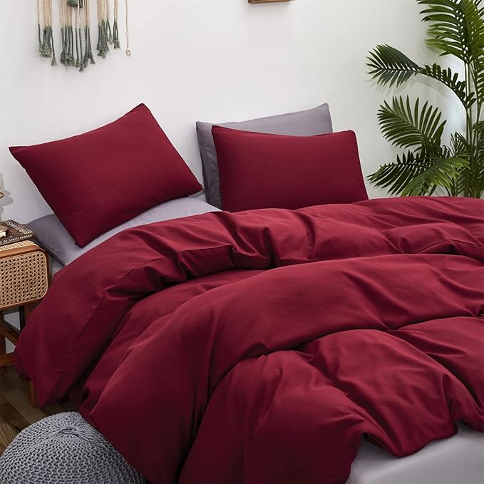 Luxlovery Burgundy Comforter Set Queen Dark Red Bedding Set Women Claret Wine Red Crimson Burgundy Blanket Quilts 3 Piece Claret Bedding Comforter Set