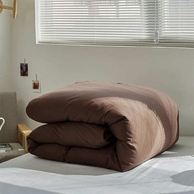 Pureant Brown Comforter Sets California King Solid Mocha Coffee Bedding Comforters Cal King Cotton Women Men Plain Dark Color Quilts Adult Dark Brownness Modern Chestnut Comforters Pure Brown Bedding