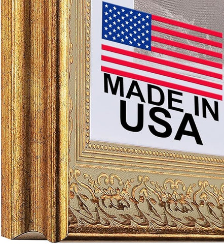 10 x 18 Frame 2-1/2" 10x18 Gold Frame.10x18 Poster Frame.10 x 18 Picture Frames for Wall Mounting.Large Ornate 18x10 Canvas Oil Painting Frames Gothic Vintage Antique Luxury 1556.Baroque Wood Alternative-Polystyrene for Photo,Diploma,Puzzle,TV