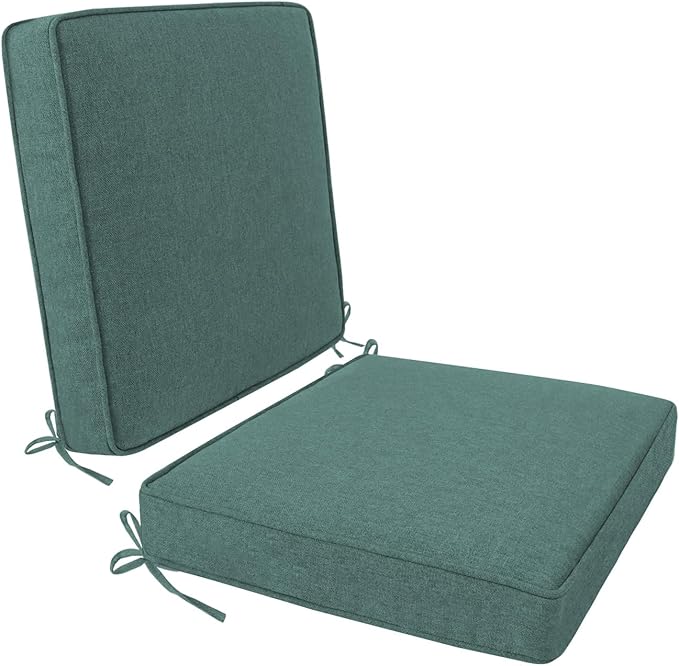 Outdoor Chair Cushion 18 x 18 x 3 Inch, Waterproof & 3-Year Fade Resistant Patio Furniture Cushions, Removable Cover and Adjustable Ties for Garden Sofa Couch (Black Cabana Stripe)