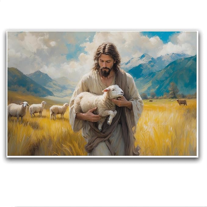 Christian Wall Art Print, Religious Scripture Biblical Decor, Faith-Based Inspirational Landscape with Cross, Digital Printed Canvas Poster for Church, Home Chapel, Prayer Room Decor