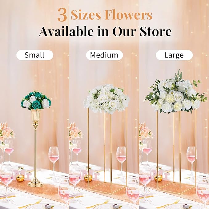 NUPTIO Flower Wedding Centrepieces for Tables - 10 Pcs 9.5in Diameter Teal & White Artificial Flowers Rose Ball for Centerpieces Table - Fake Rose Arrangements for Weddings Birthday Party Decorations