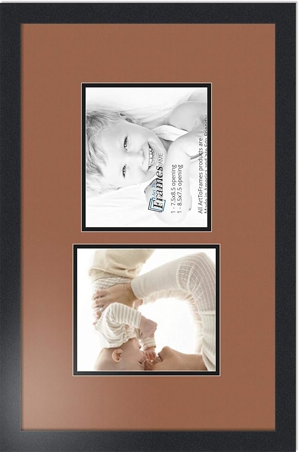 ArtToFrames Double-Multimat-108-771/89-FRBW26079 Collage Photo Frame Double Mat with 2-7.5x8.5 Openings and Satin Black Frame