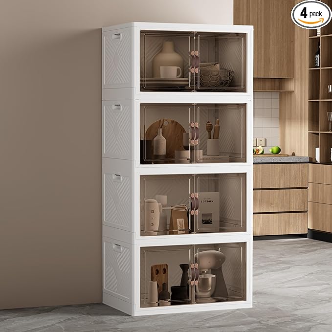 JOYMOOP 198 Qt Stackable Storage Bins with Lids, Closet Organizers and Plastic Storage Drawers for Home, 3 Pack Cubes