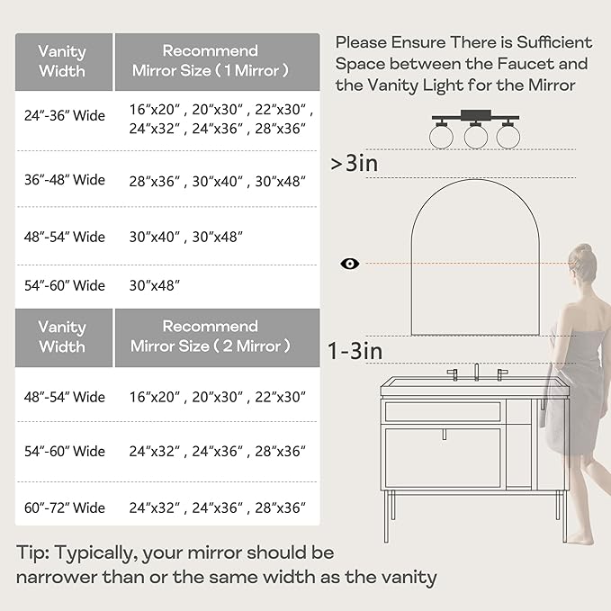 24" x 32" Silver Arched Mirror, Arch Wall Mirror, Metal Frame Black Bathroom Mirror, Arched Top Bathroom Vanity Mirror for Living Room, Bedroom, Entryway, Tempered Glass, Shatter Proof