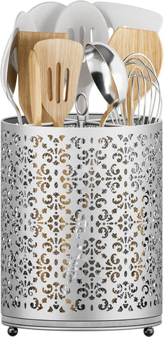 Extra Large Utensil Holder - 360° Rotating Cooking Utensils Caddy Countertop Organizer with Instant-Dry and Removable Base for Kitchen Tools