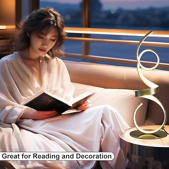 20W 2700LM 3 Colors Dimmable LED Art Table Lamp 21.4 Inch with Touch Switch for Living Room,Bedroom (Sand Nickel(Remote))