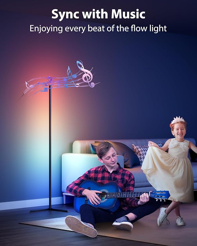 Corner Floor Lamp, 65" Smart RGB Color Changing LED Floor Lamp with APP and Remote Control, Modern Mood Lighting Corner Lamp with Music Sync, DIY Mode & Timing for Living Room Gaming Room