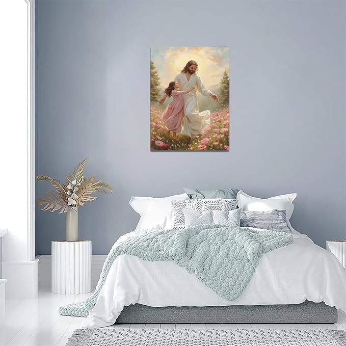 Christian Wall Art Print, Religious Scripture Biblical Decor, Faith-Based Inspirational Landscape with Cross, Digital Printed Canvas Poster for Church, Home Chapel, Prayer Room Decor