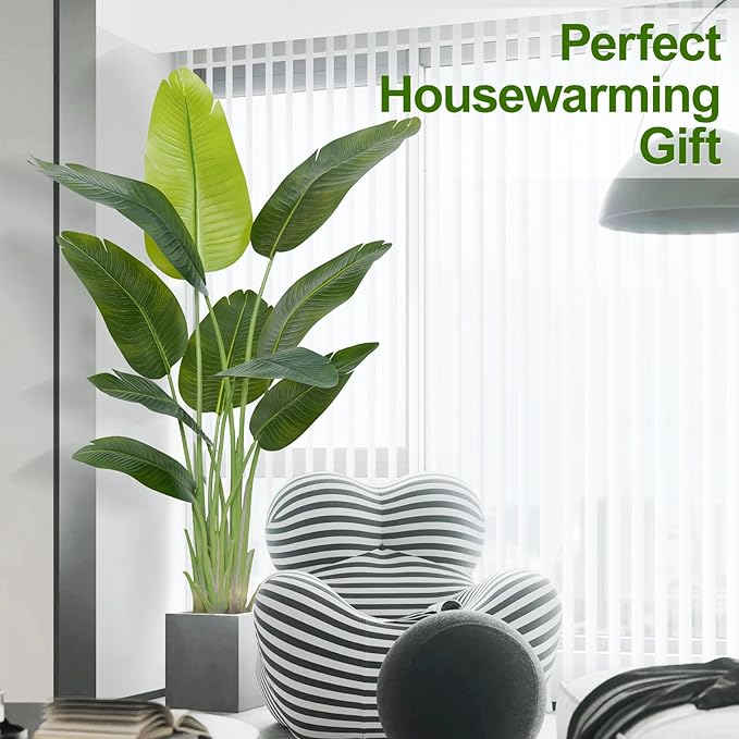 Lifelike Bird of Paradise Artificial Plant,5ft Faux Banana Leaf Tree with 10 Trunks - Perfect Indoor Silk Floor Plant for Home Decor in Living Room, Office, and Bedroom (Set of 2)