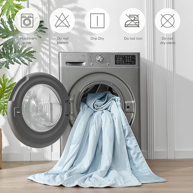 Snuggle Sac Cooling Comforter King Size, Breathable Cooling Blankets for Hot Sleepers and Night Sweats, Summer Comforters for King Size Bed, Soft Lightweight Blankets, 106x90 Inches, Ice Blue